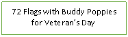 Text Box: 72 Flags with Buddy Poppies for Veterans Day